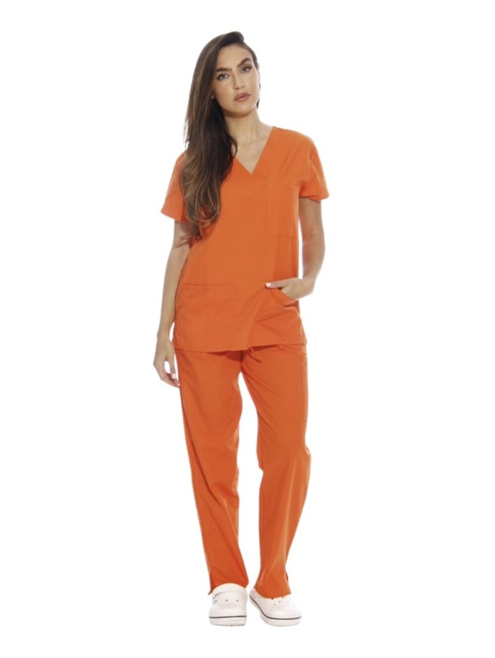 #K25 Women's Orange Medical Scrub Pants & Top Set